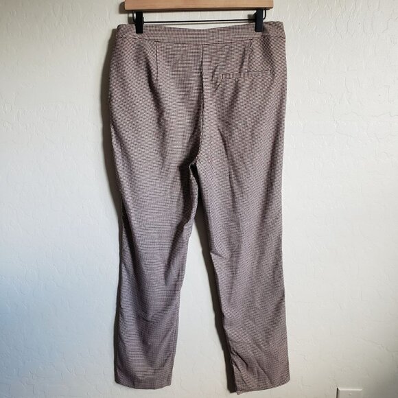 Zara Houndstooth Ankle Cropped Pants Trousers Ruffle Pockets Size Women's Large - Picture 7 of 9